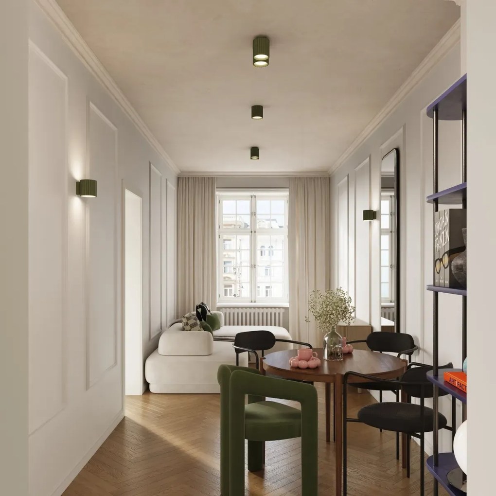 Plafon AURA 1 zielony oliwkowy GU10 ryflowany SOLLUX  LIGHTING