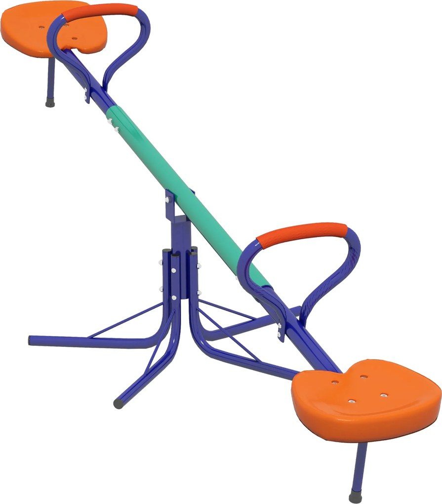 Outsunny Huśtawka 360° obracalna 2-miejscowa odporna na UV, huśtawka ogrodowa do 90 kg z uchwytami, trójnożna podstawa dla dzieci 3–8 lat | Aosom PL