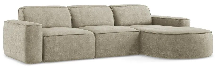 Beżowy narożnik z tkaniny szenilowej (prawostronny/z szezlongiem) Omao – Makamii