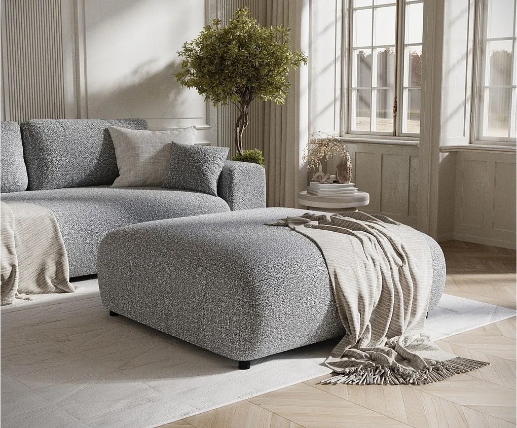 Puf w tkaninie boucle Zanzibar - 110x110 cm - szary