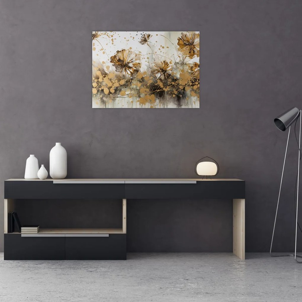 Obraz - Abstrakcyjny kwiatowy obraz (70x50 cm)