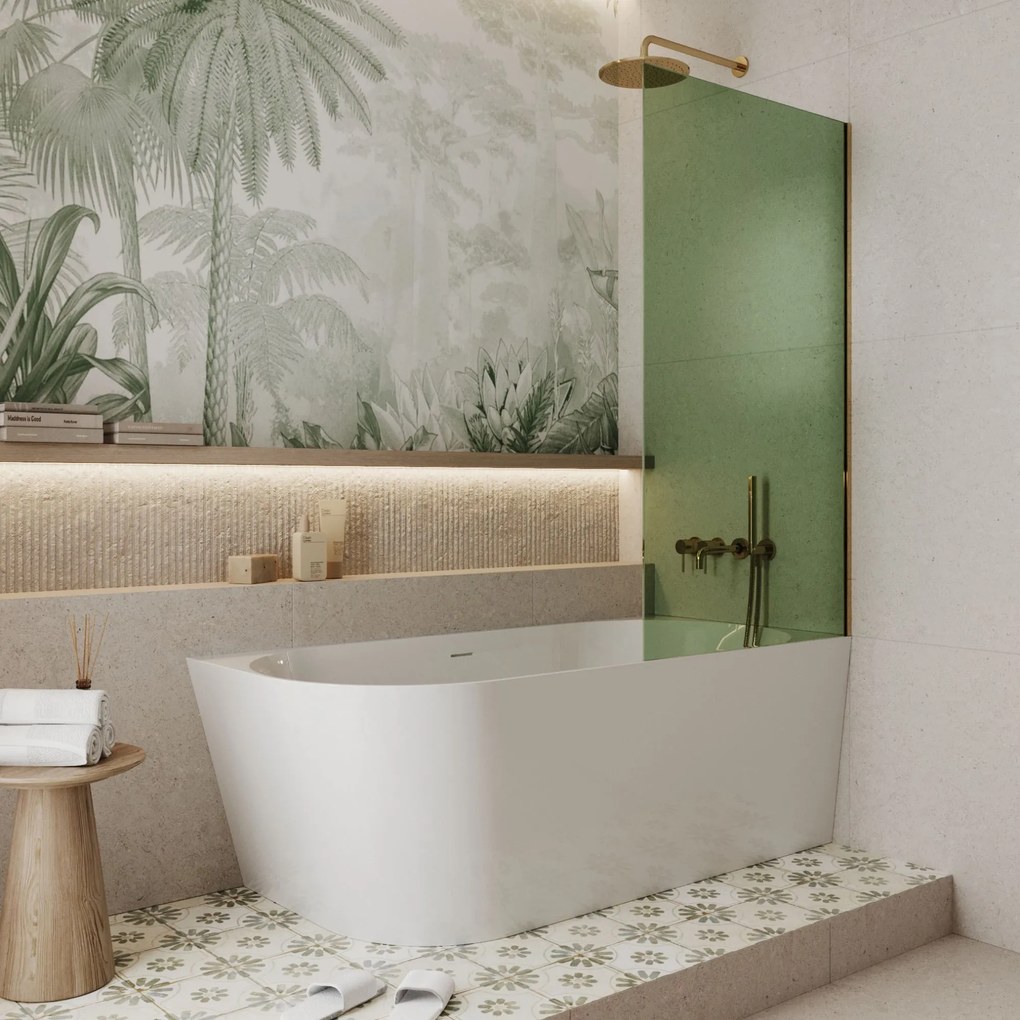 Parawan nawannowy prostokątny MOLIS Classic Green szkło zielone | Różne rozmiary : Kolor profili kabiny - czarny, Rozmiar - 70x150 cm