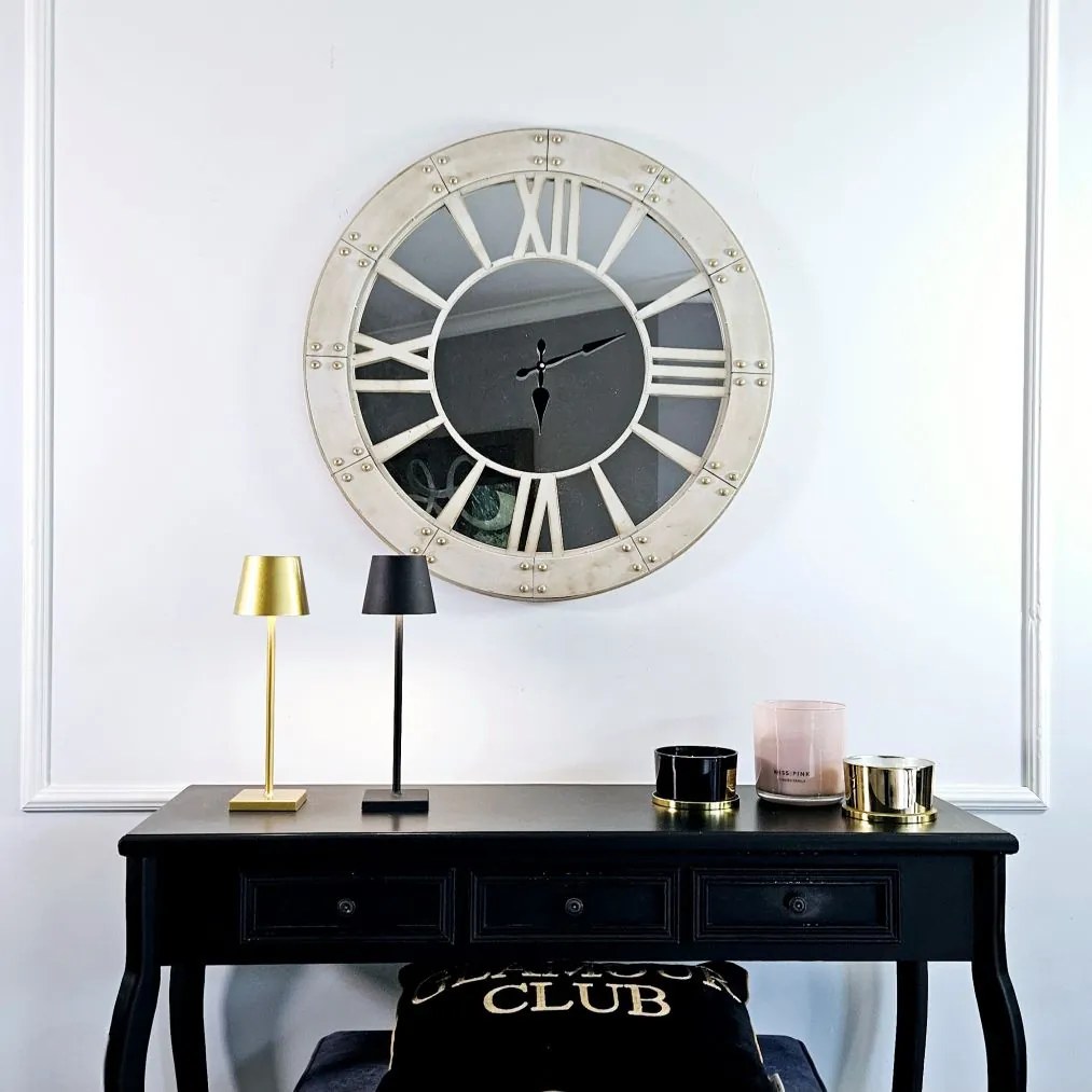 Zegar ścienny, lustrzany cyferblat ,średnica 80cm