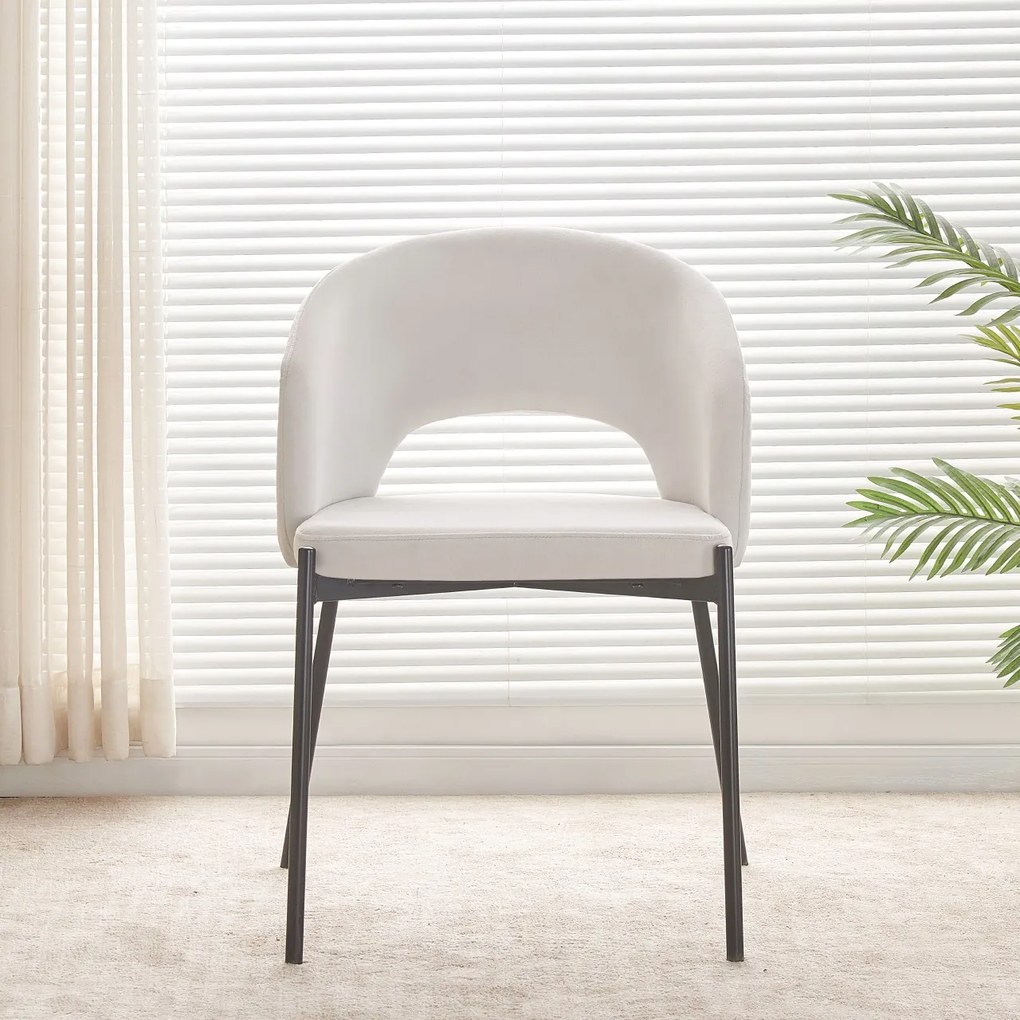 ATENA Krzesło do Jadalni Jasny Popiel, Szary, Welur z Oparciem, Czarne Nogi