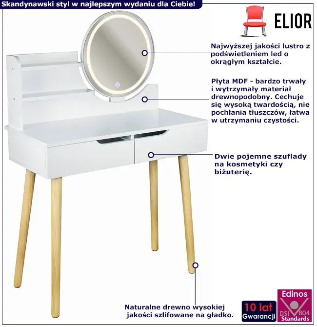 Biurko toaletka do makijażu z podświetleniem led - Onera 6X