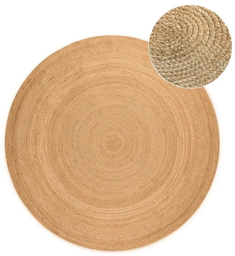 Okrągły dywan z juty dwustronny w naturalnym kolorze ø 200 cm Braided – Hanse Home