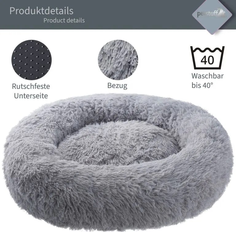 Petstuff Legowisko dla psa, okrągłe, jasnoszare, 60 cm