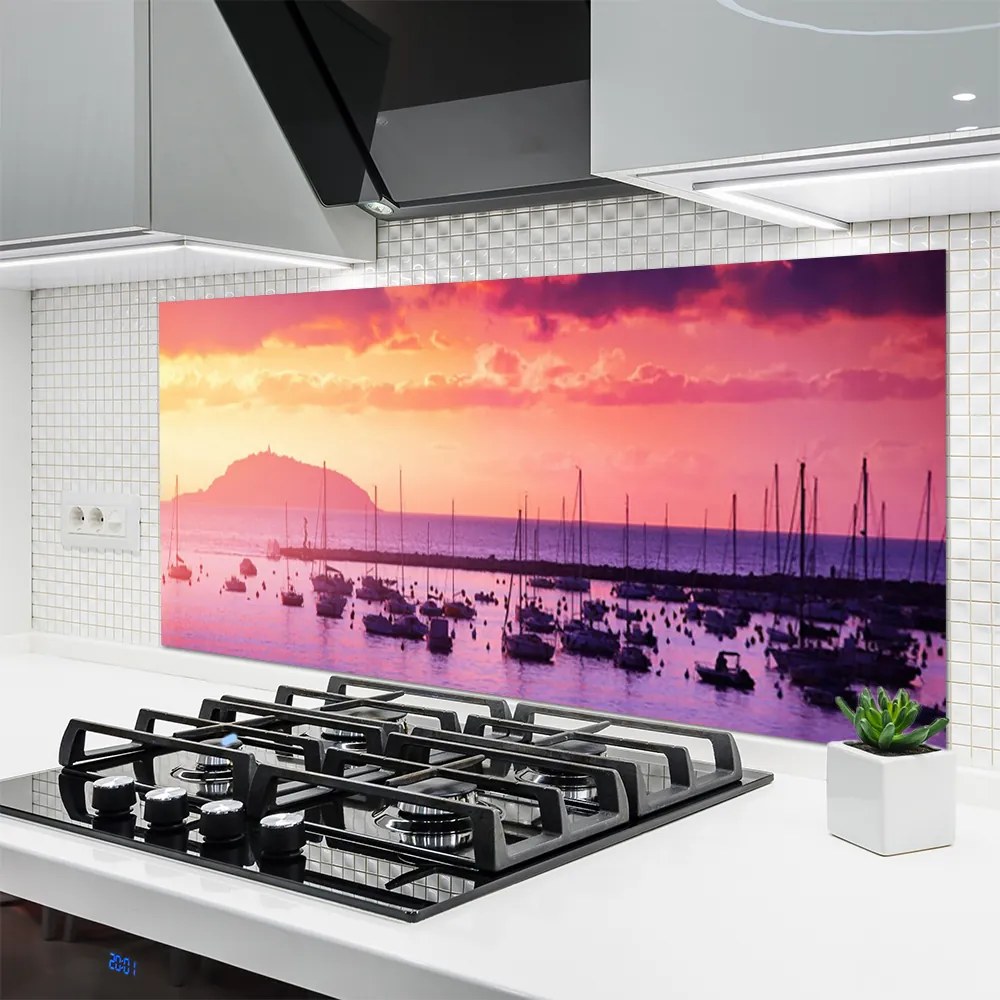 Panel Szklany do Kuchni Morski Horyzont W Błękicie