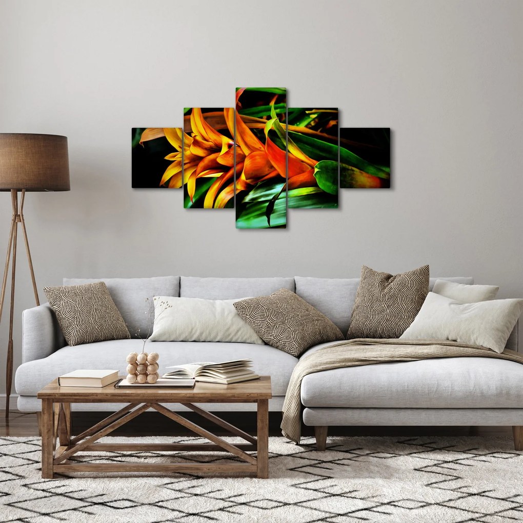 Obraz pomarańczowego kwiatu (125x70 cm)