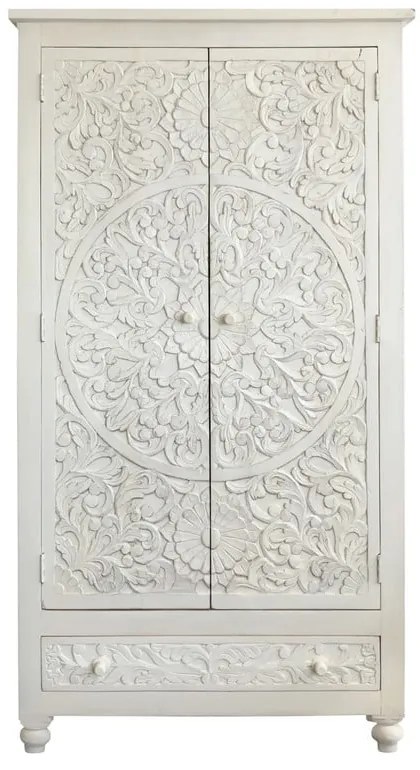 Kremowa szafa z litego drewna mango 180x40 cm Kalhana – Støraa