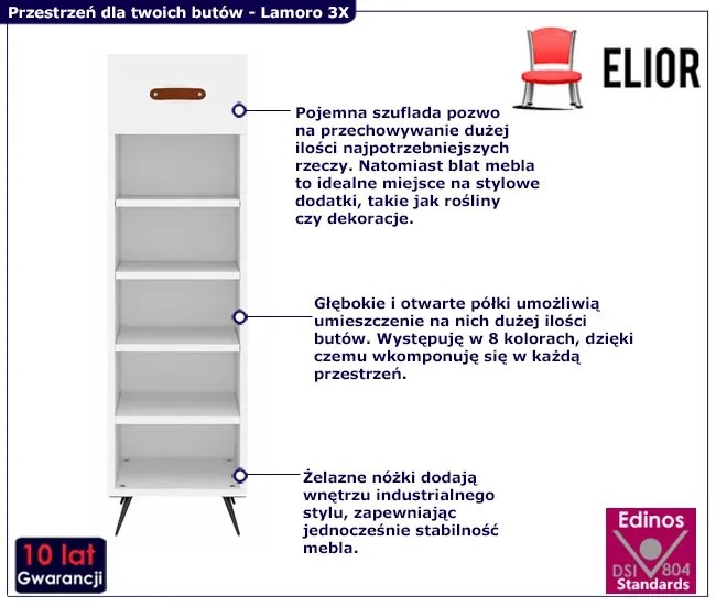 Nowoczesna biała szafka na buty W3-Z36