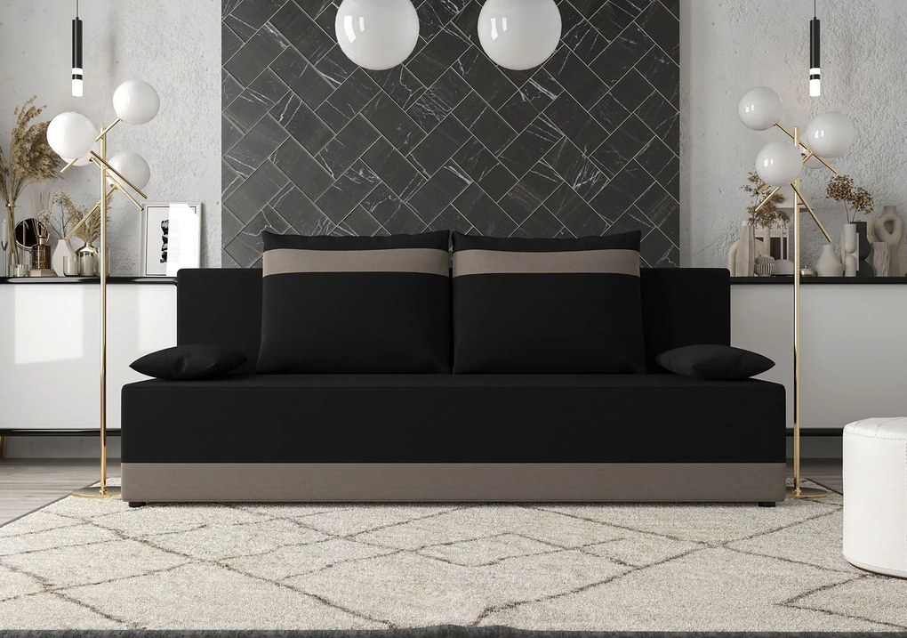 Czarno-brązowa sofa rozkładana z funkcją spania E1-Z66