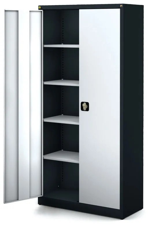 Antystatyczna dwudrzwiowa szafa półkowa ESD, 4 półki, 1950 x 920 x 500 mm