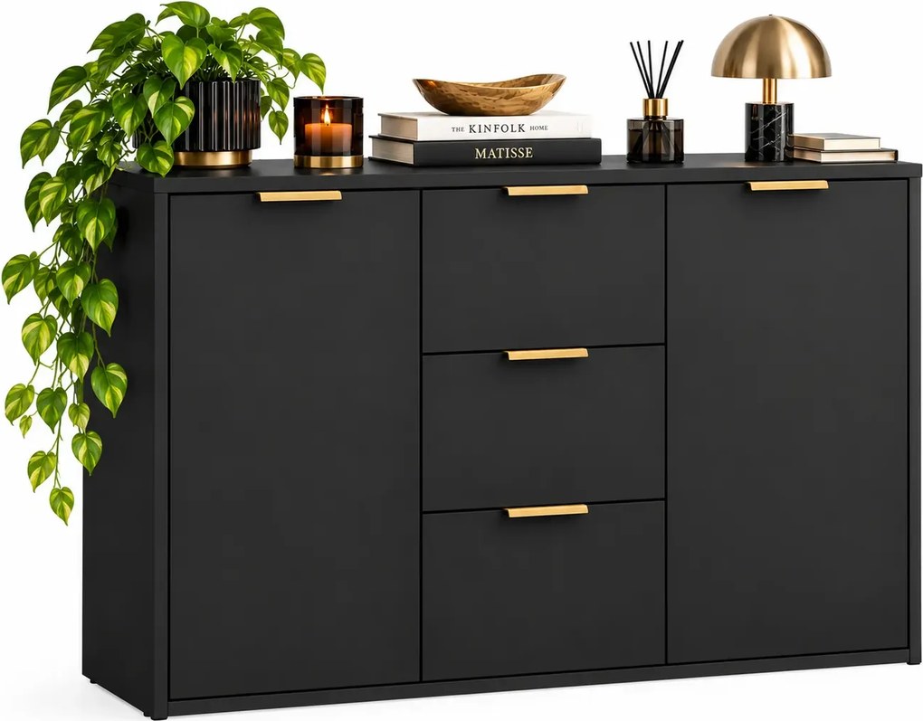 Czarna elegancka komoda do sypialni z szufladami L4-B88