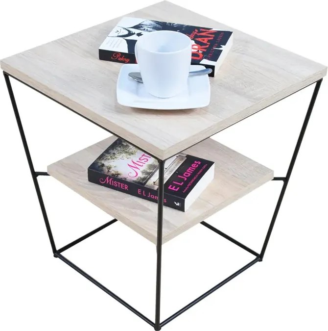 Kwadratowy stolik kawowy w stylu loft dąb sonoma K8-K29
