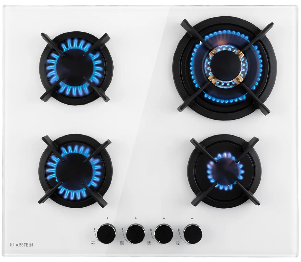 Klarstein Goldflame 60cm Płyta gazowa 4 palniki Biały