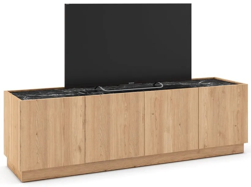 Czarno-naturalna szafka pod TV w dekorze dębu 160x48 cm Dione – Marckeric