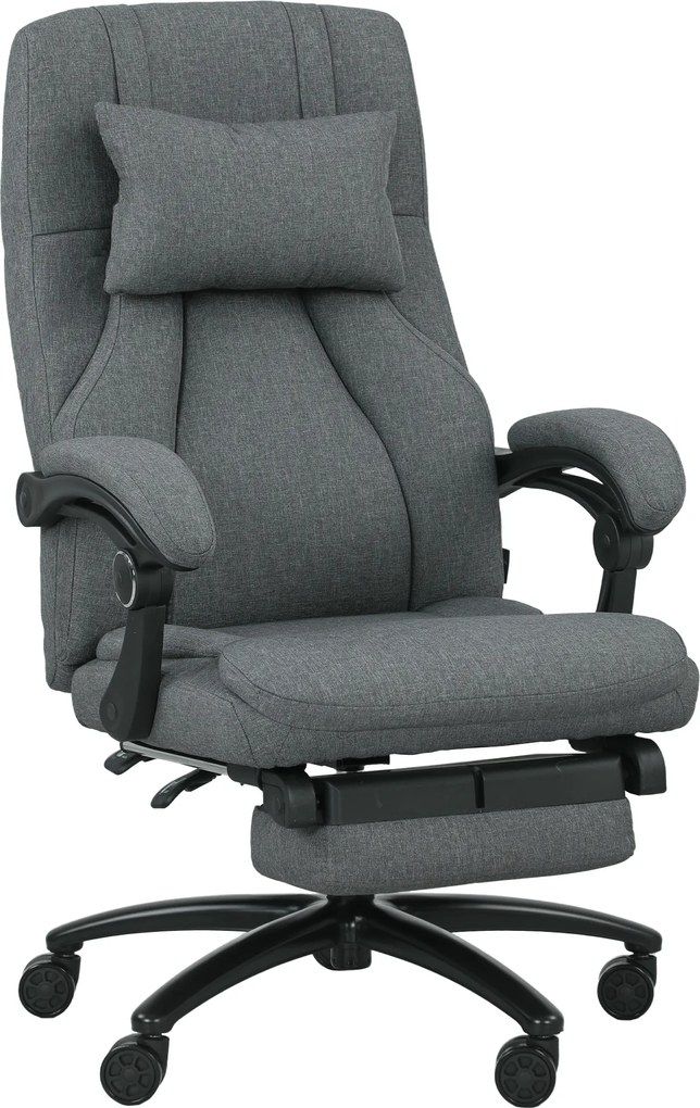 Vinsetto Fotel biurowy z masażem, port USB, obrotowe koła, ciemnoszary