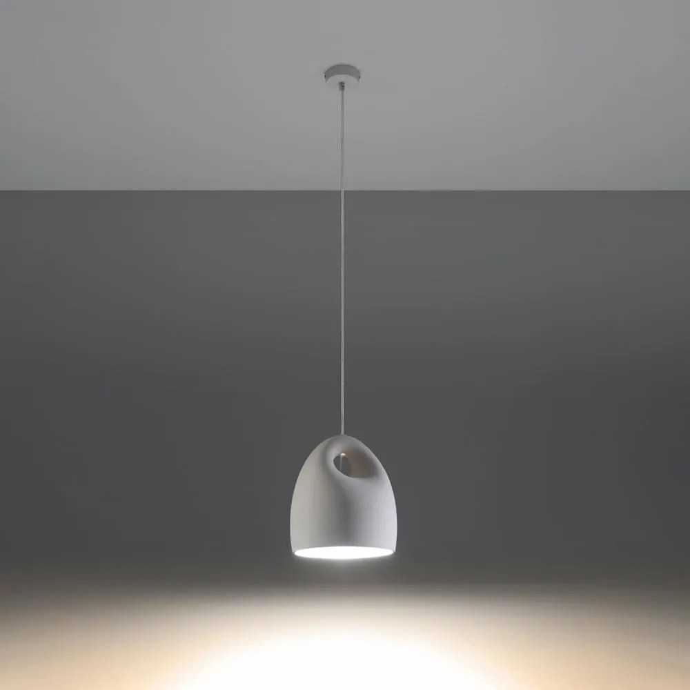 Biała lampa wisząca z ceramicznym kloszem ø 25 cm Sativa – Nice Lamps
