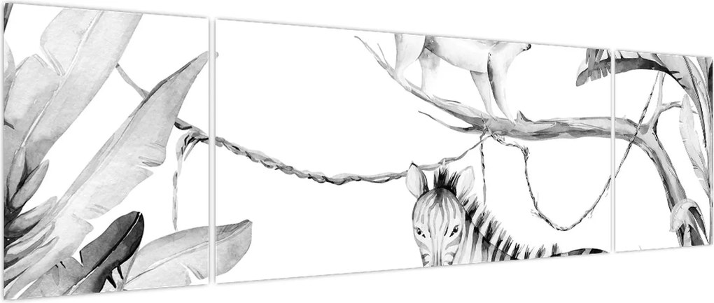 Obraz - Akwarelowa dżungla (170x50 cm)