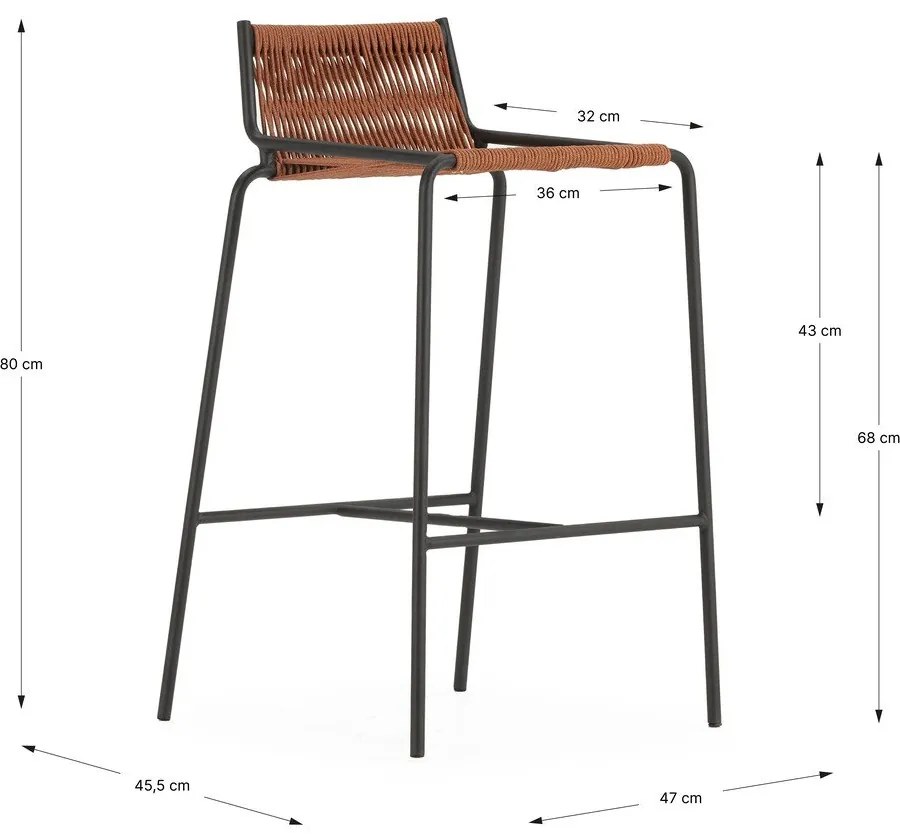 Metalowy hoker w kolorze terakoty (wysokość siedziska 65 cm) Emily – Marckeric