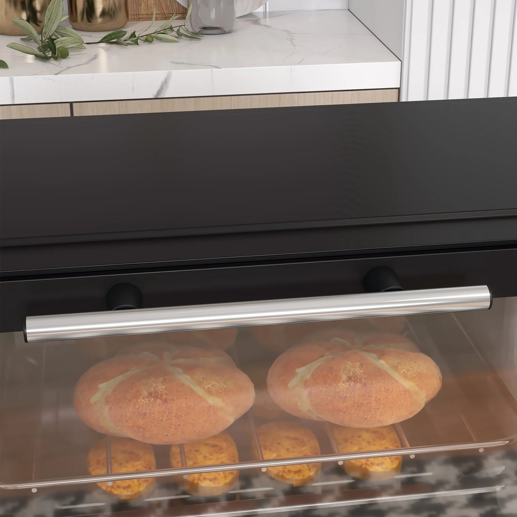 HOMCOM Mini-Piekarnik, 9 litrów pojemności, regulowana temperatura i czas pieczenia, z rusztem i blachą, czarny