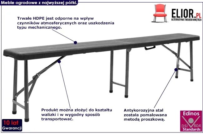 Zestaw czarnych ławek ogrodowych - Calvados