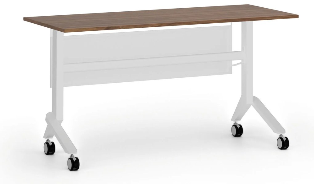 Mobilny stół PRIMO MOVE, 140x60 cm, biała podstawa, orzech