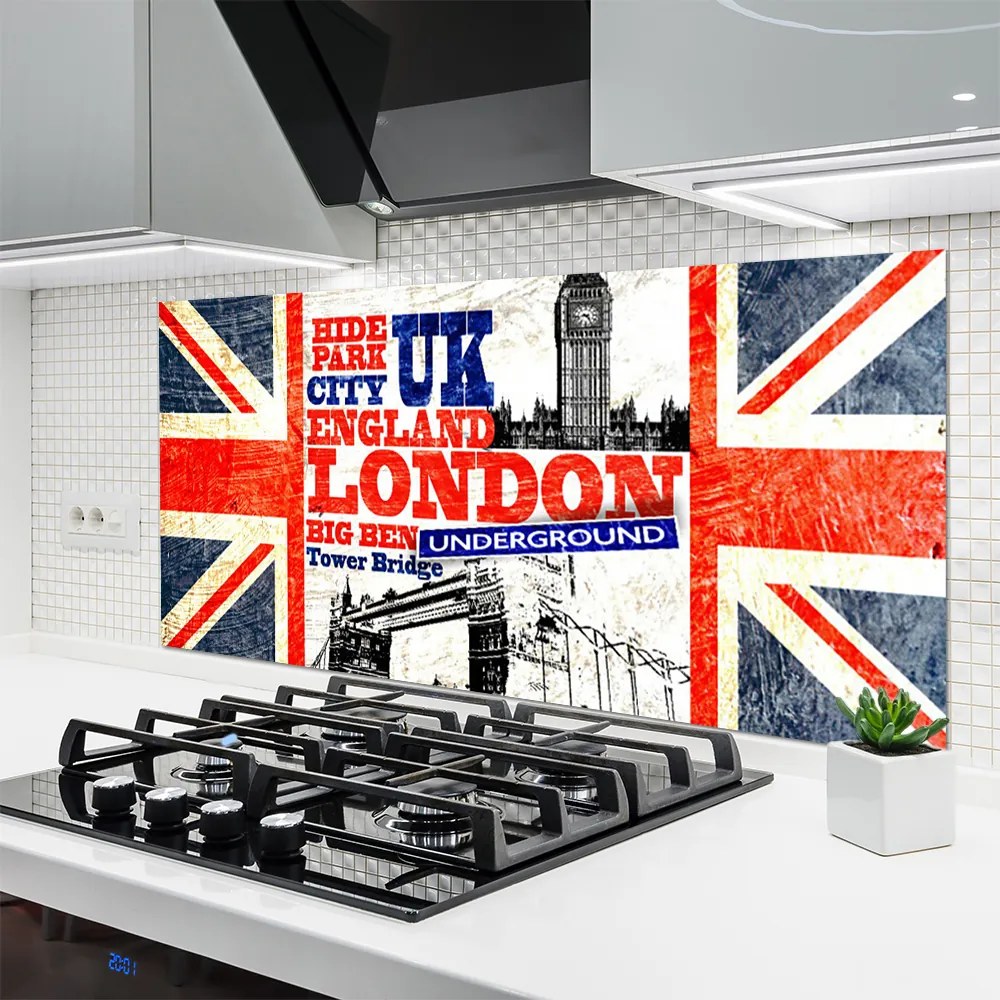 Dekor Szklany do Kuchni Brytyjska Flaga i Londyn