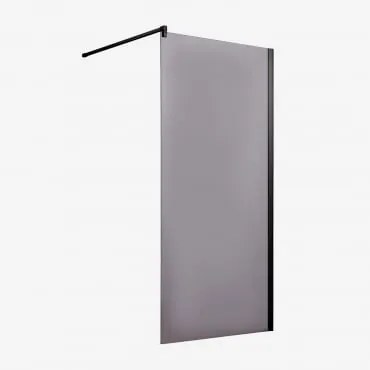Stała Ścianka Prysznicowa Ze Szkłem Hartowanym 8 Mm I Aluminium Bristol Czarny Matowy & Dym & 100x195 Cm - Sklum