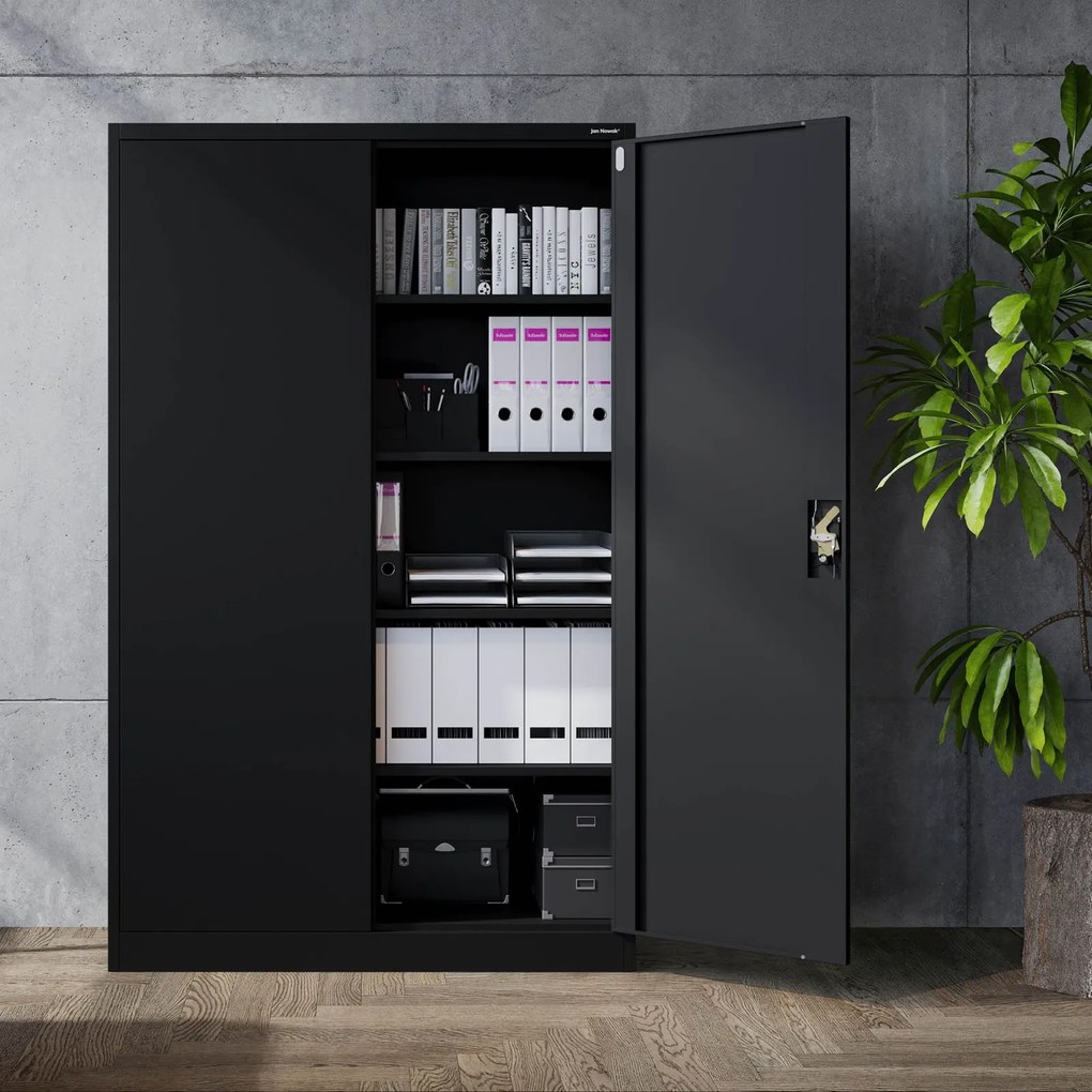 Szafa biurowa na akta szeroka Jan II 115x40x185 cm, czarna