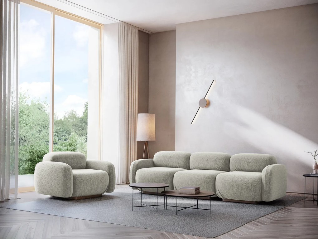 Zestaw modułowych mebli wypoczynkowych do salonu, 4-osobowa sofa i fotel Ailani