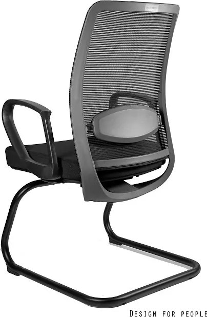 Krzesło biurowe z podłokietnikami na płozach Anggun Skid BL418 Black