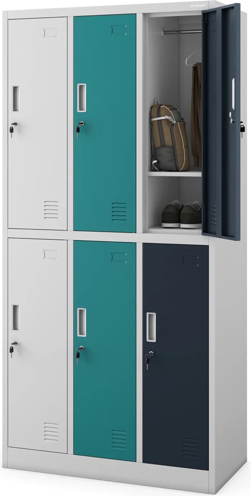 Szafa szkolna 6-skrytkowa Igor 90x45x185 cm wielokolorowa