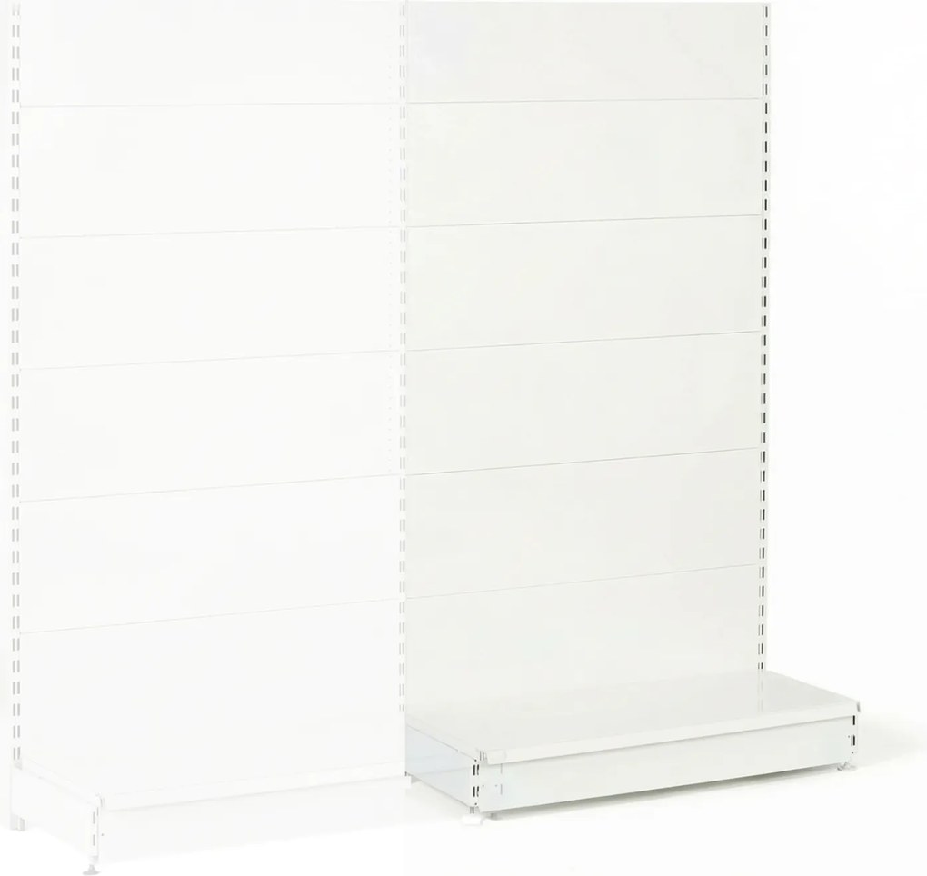 Regał sklepowy jednostronny, pełne ścianki, 1600 x 1000 x 450 mm, dodatkowy, biały