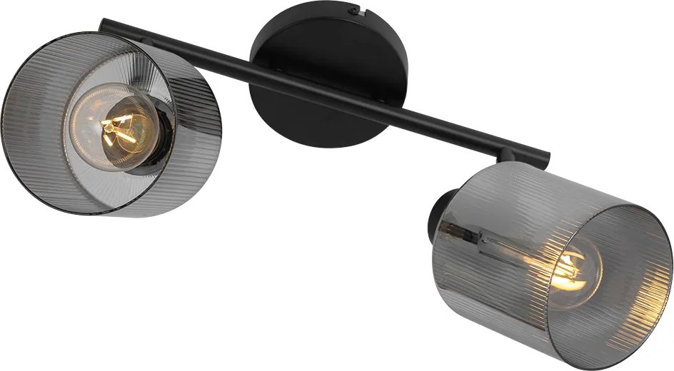 Plafon z reflektorami czarny z dymionym szkłem 2-światła regulowany - Laura