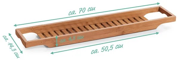Półka łazienkowa na wannę BAMBOO SPA, długość 70 cm, ZELLER