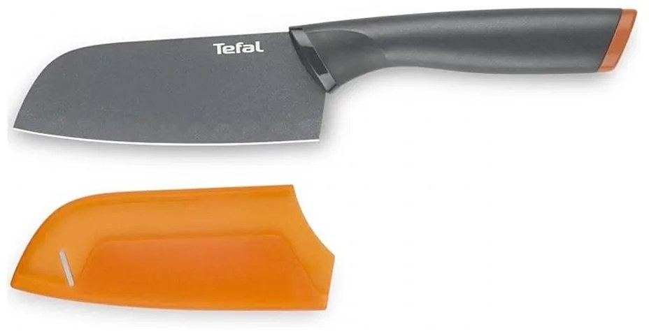 Tefal - Nóż ze stali nierdzewnej santoku FRESH KITCHEN 12 cm szary/pomarańczowy