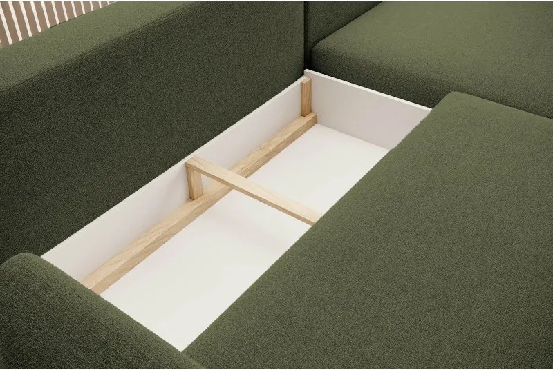 Narożnik BONO z funkcją spania Drewniane nóżki Eleganckie podłokietniki Głębokie siedzisko Prawa strona Barrel 38