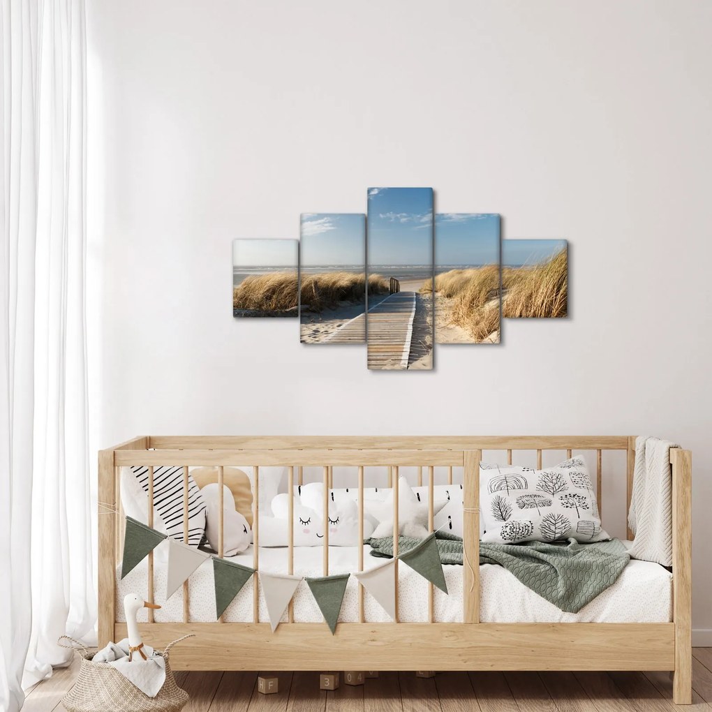 Obraz - Piaszczysta plaża na wyspie Langeoog, Niemcy (125x70 cm)