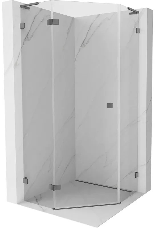 Mexen Lunar L kabina prysznicowa pięciokątna uchylna lewa 80 x 80 cm, transparent, gun metal - 831L-080L-080P-95-00-L
