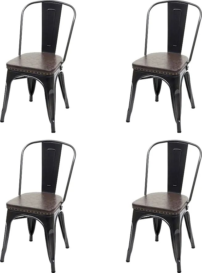 Krzesło do jadalni MCW-H10e (zestaw 4 sztuk),  czarno-brązowy