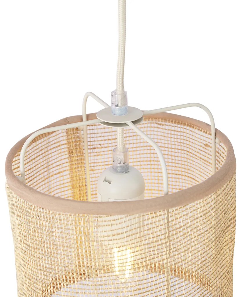 Lampa wisząca Japandi beżowa z materiałowymi kloszami 6-punktowa - YenteJapandi Oswietlenie wewnetrzne
