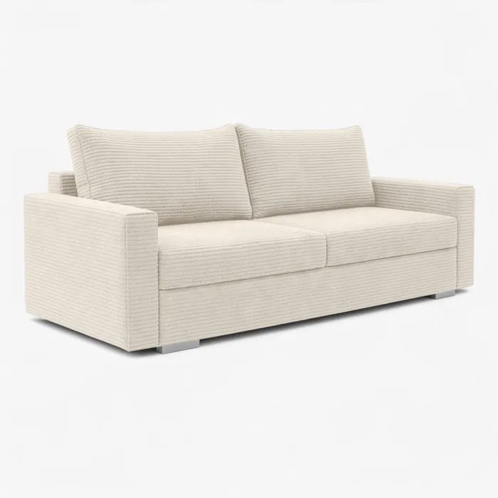 Sofa z Funkcją Spania DRAVOS Beżowa Sztruksowa Nowoczesna