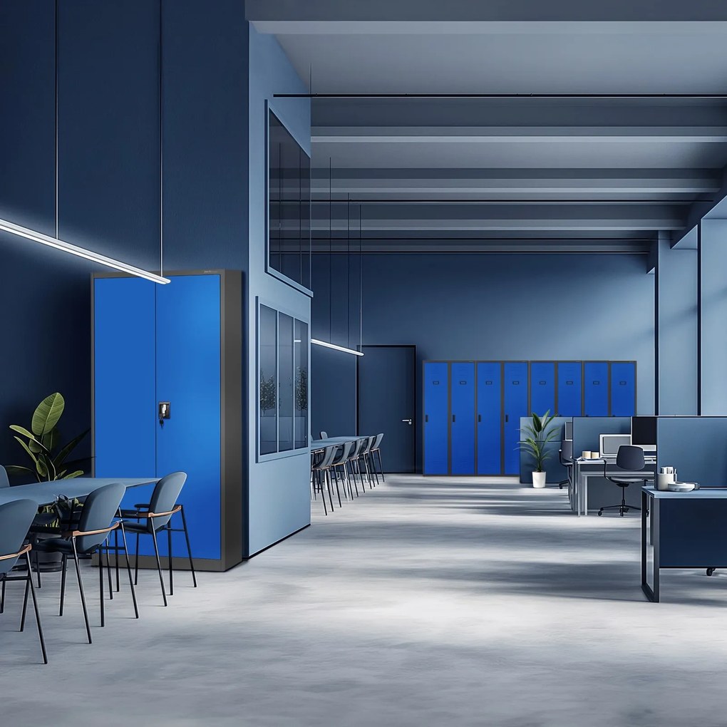 Szafa biurowa Jan dwudrzwiowa 90x40x185 cm antracyt/niebieski