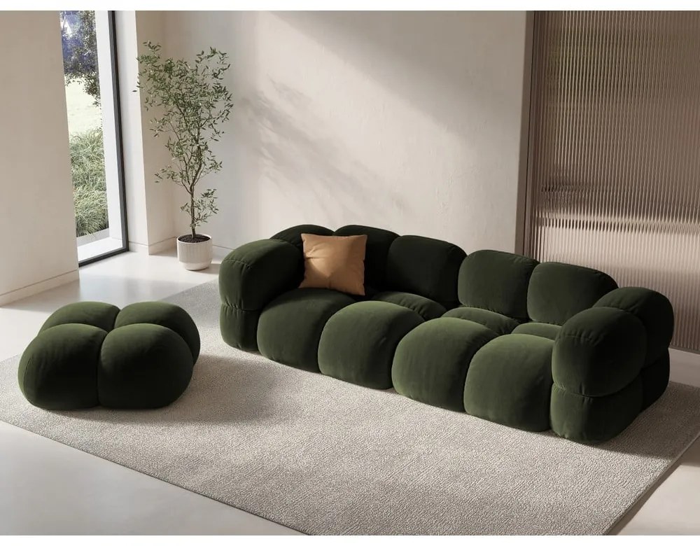 Zielona aksamitna sofa 250 cm Loretto – Cosmopolitan Design