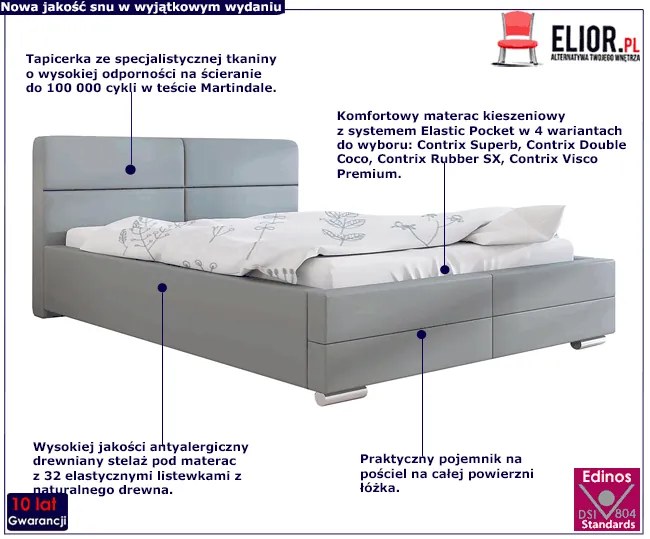 Podwójne łóżko ze schowkiem 140x200 Oliban 2X - 36 kolorów