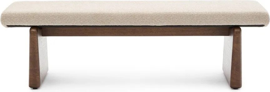 Beżowo-ciemnonaturalna ławka z tkaniny szenilowej Topaz – Kave Home