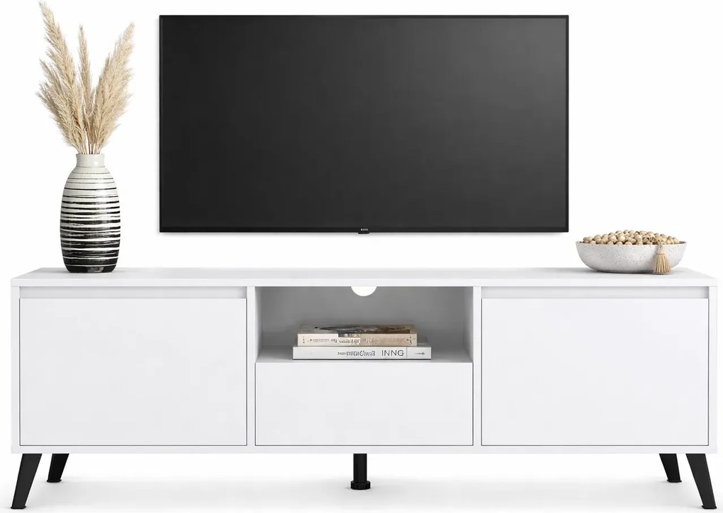 Biała skandynawska szafka RTV na nóżkach W7-Z64