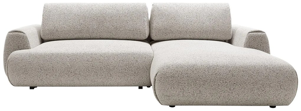 Kanapa narożna prawostronna rozkładana z szarą melanżową tapicerką - MONELIA